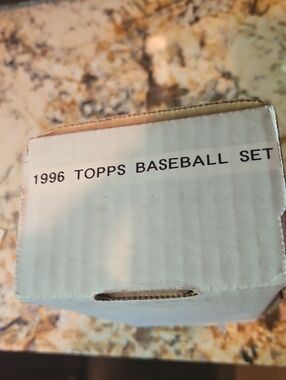 Topps 1996 Complete Set in White Baseball Card Storage Box with Black Text